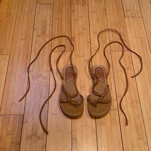 Flat, strappy sandals